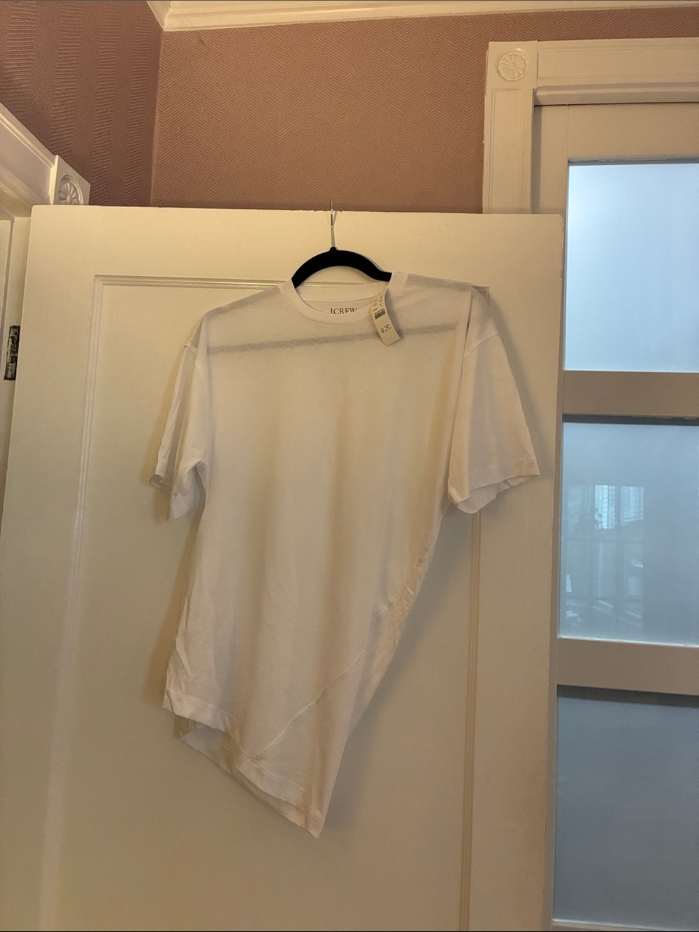 J. Crew Asymmetrical White Short-Sleeve Crew Tee